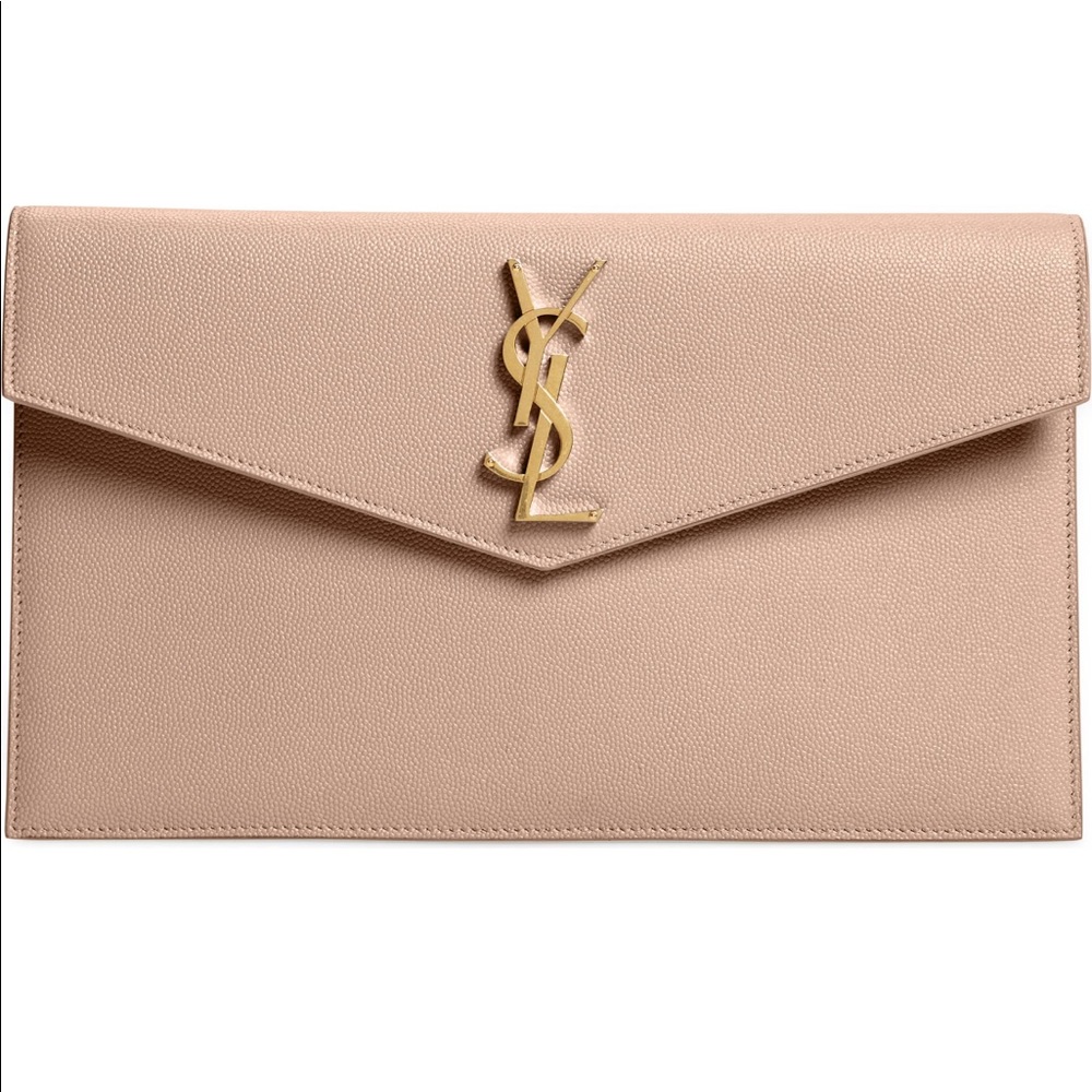 Saint Laurent Uptown Calfskin Leather Envelope Clutch